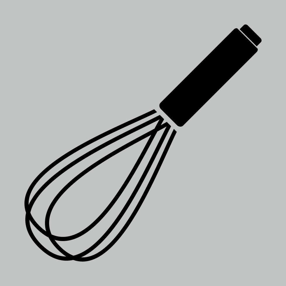black and white whisk icon on white background vector