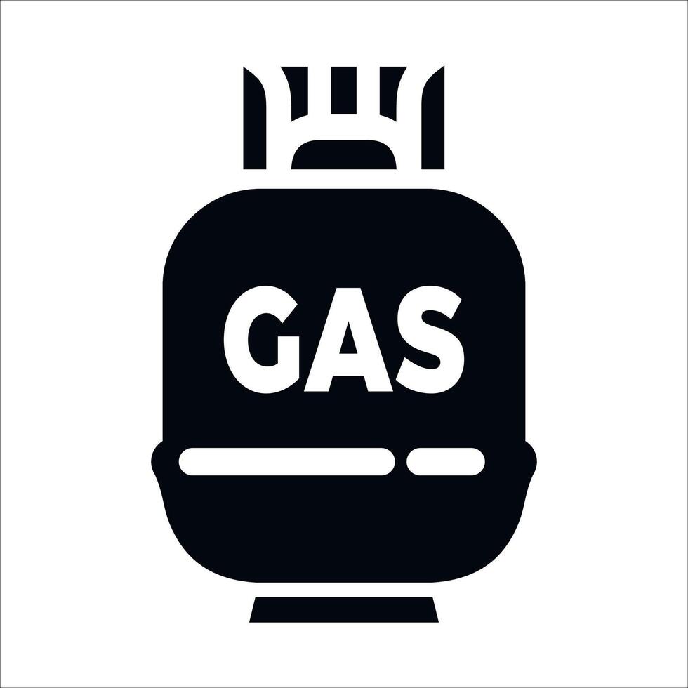 black and white gas cylinder icon on white background vector