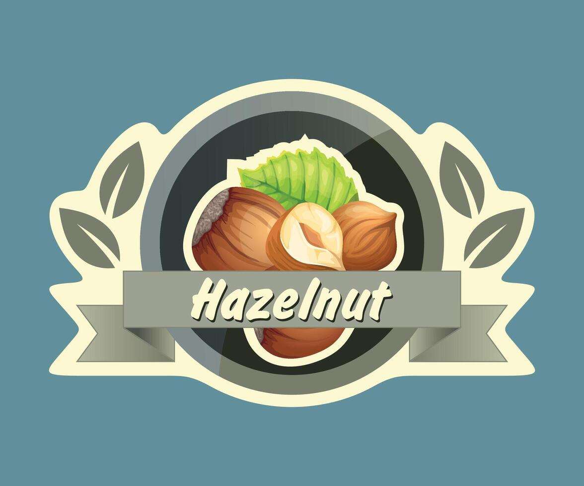colored hazelnut nut sticker on white background vector