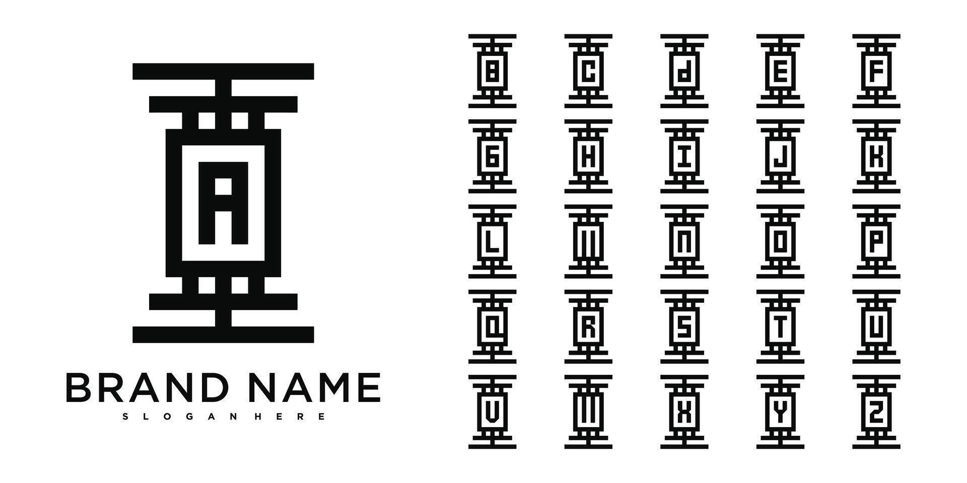Set of pillar logo design combined letter A to Z vector