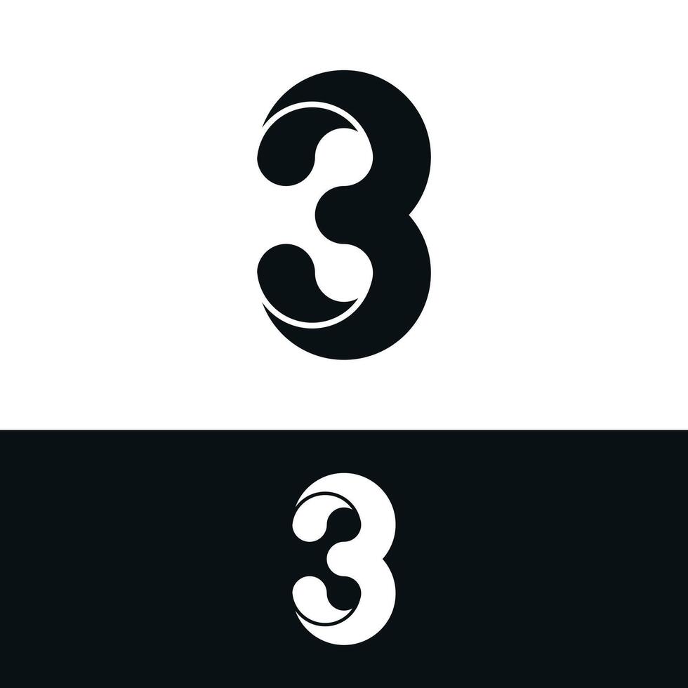 Abstract number 3 logo design concept vector