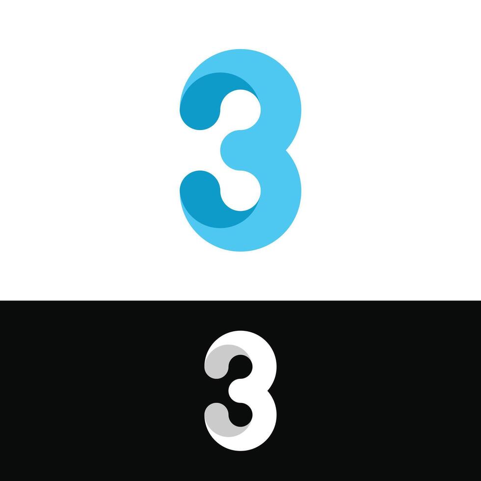 Abstract number 3 logo design vector