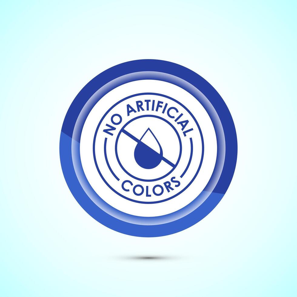 No artificial colors icon design illustration, Artificial color free symbol, Natural product, Blue color button design vector