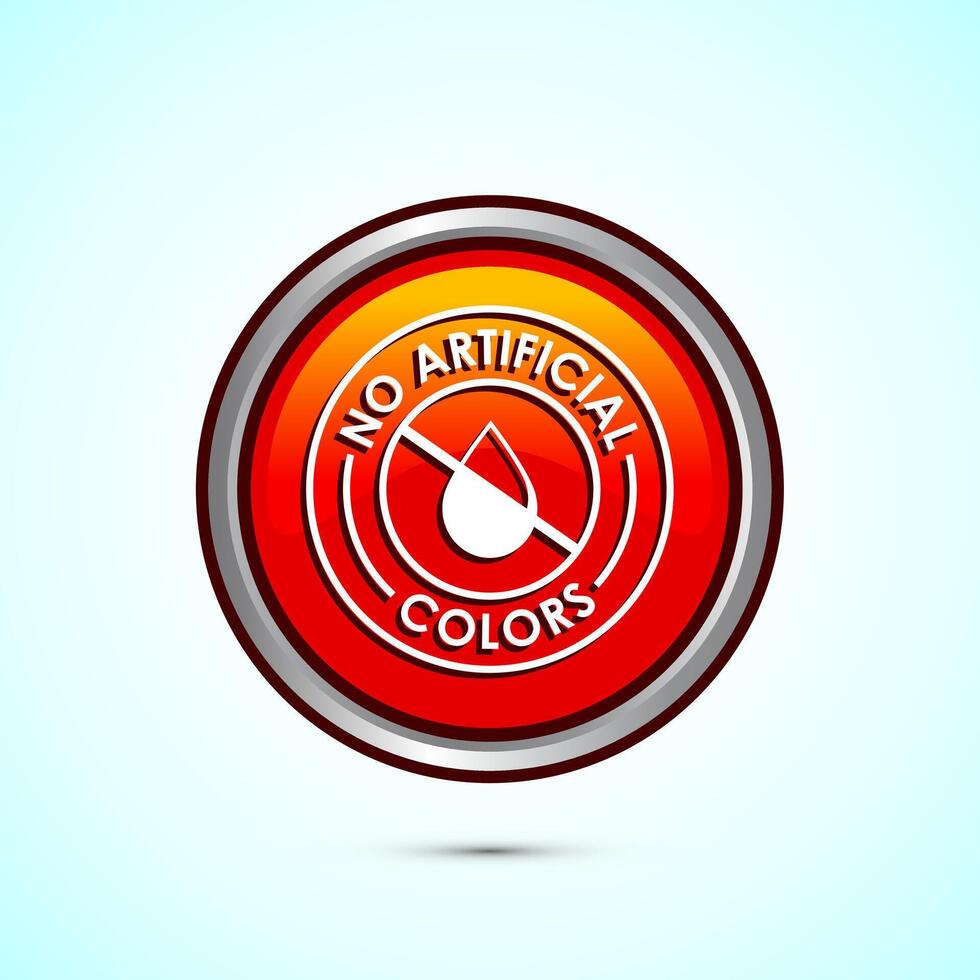 No artificial colors icon design illustration, Artificial color free symbol, Natural product, Orange color round button design vector