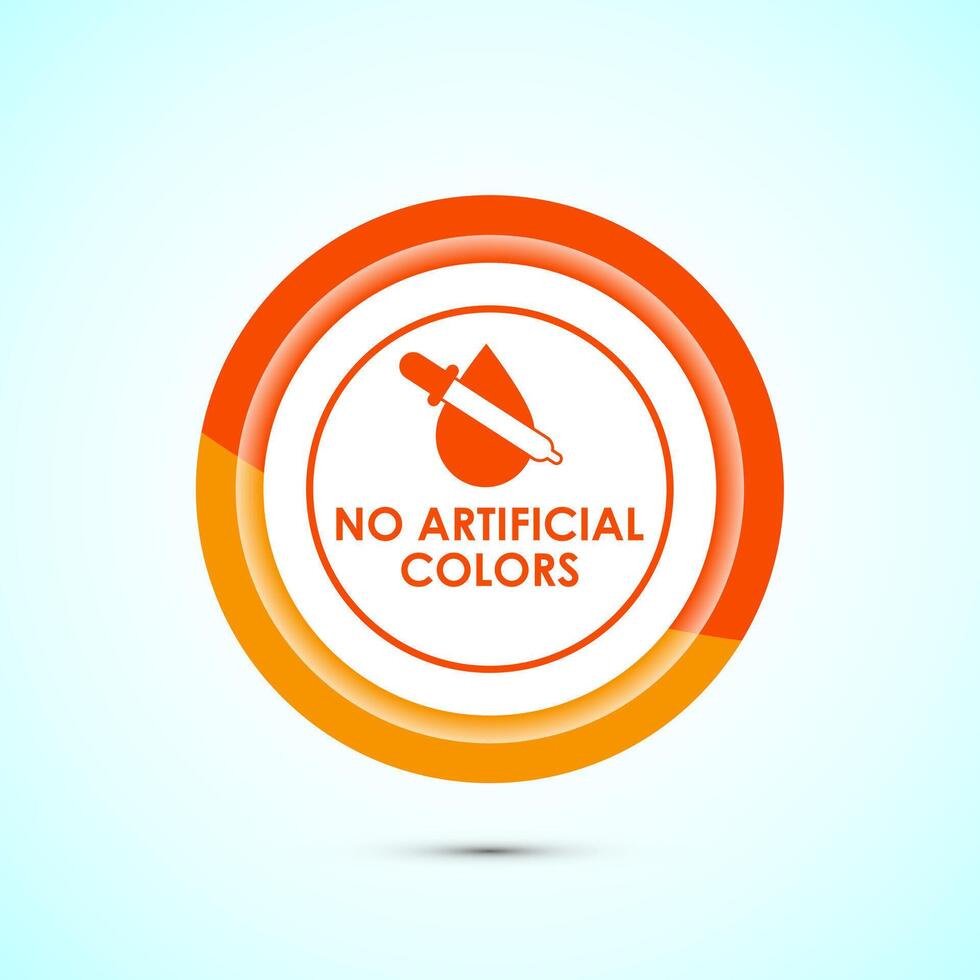 No artificial colors icon design illustration, Artificial color free symbol, Natural product, Orange color button design vector