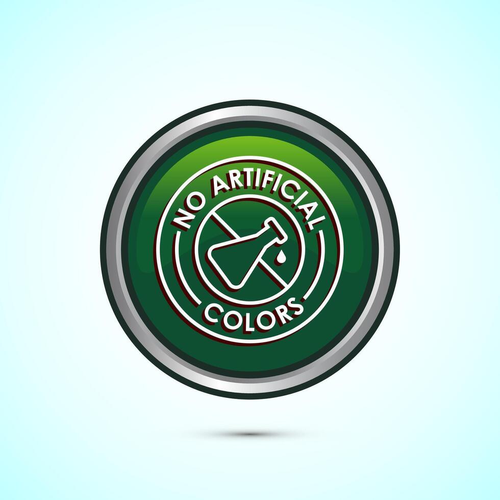 No artificial colors icon design illustration, Artificial color free symbol, Natural product, Green color round button design vector
