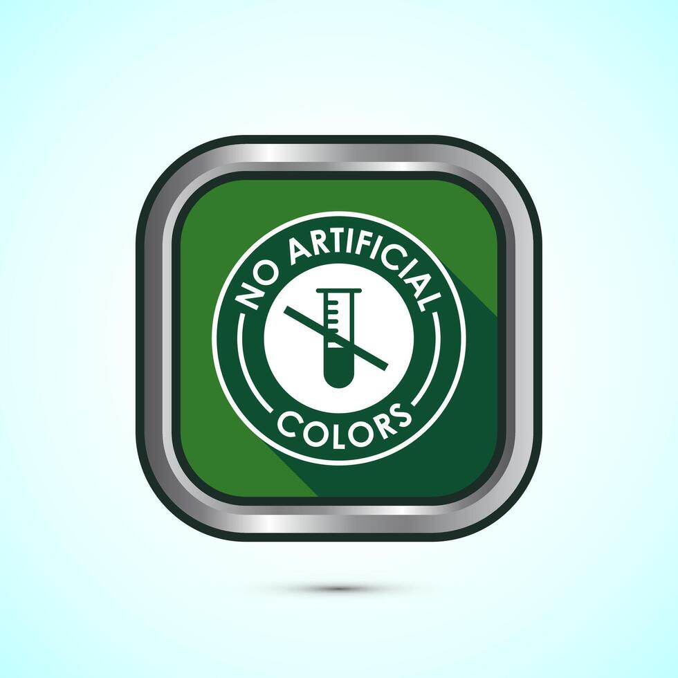 No artificial colors icon design illustration, Artificial color free symbol, Natural product, Green color shadow button design vector