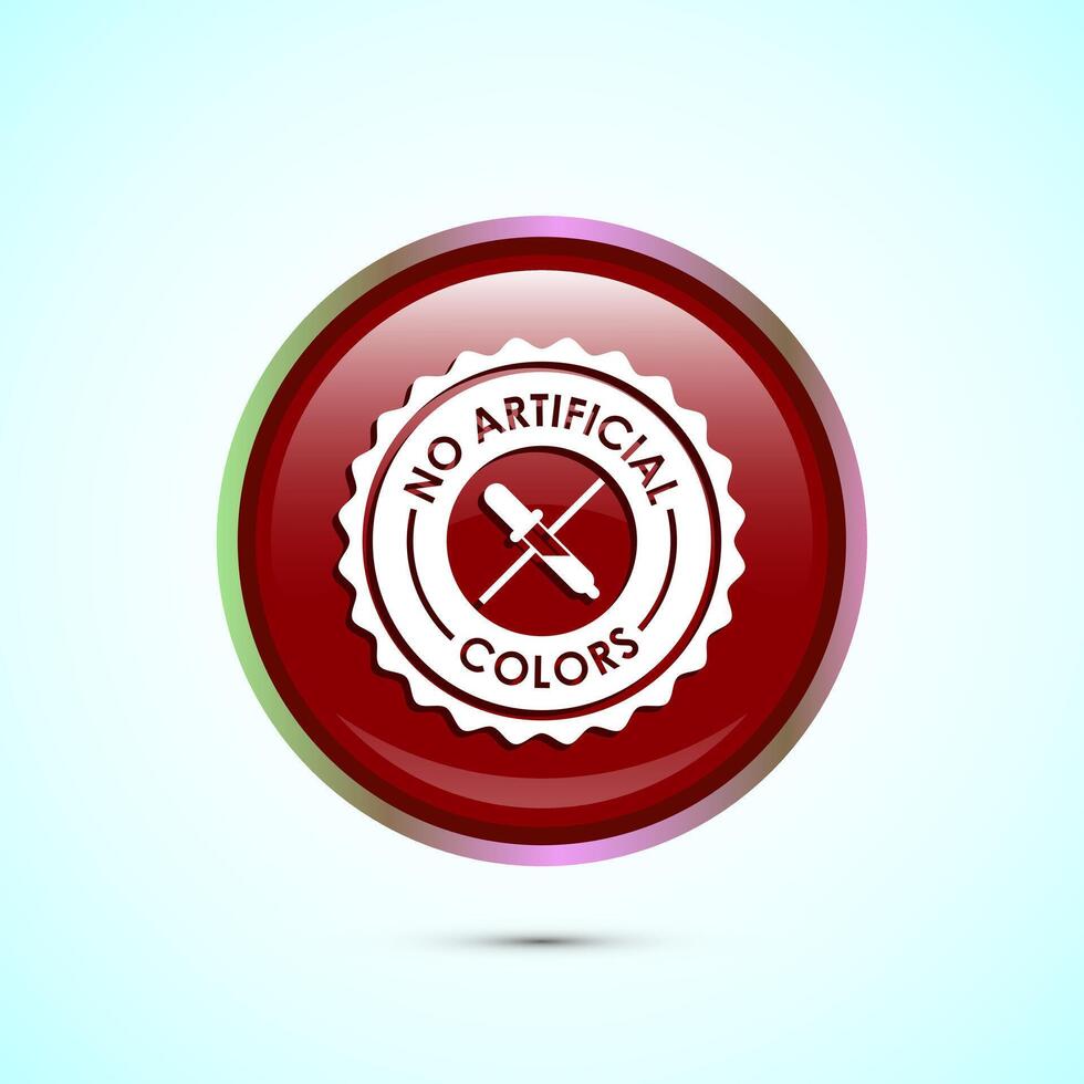No artificial colors icon design illustration, Artificial color free symbol, Natural product, Red color round button design vector