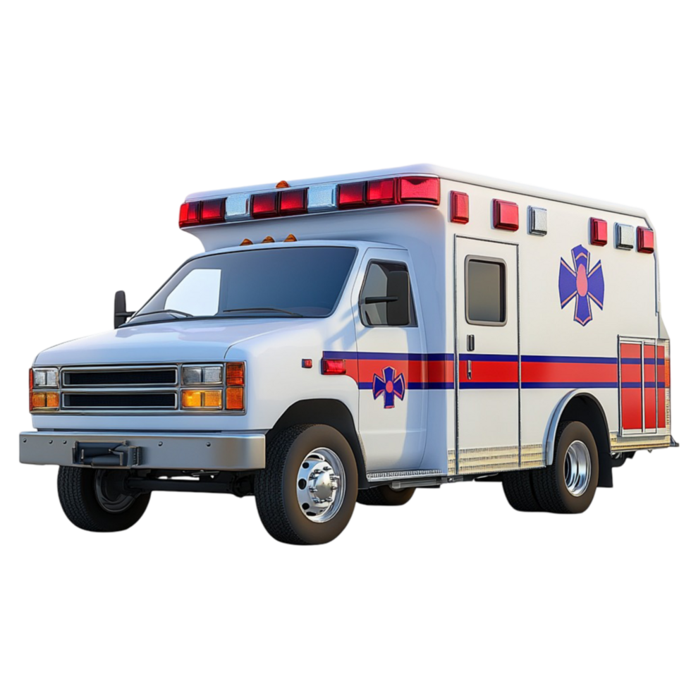 Emergency ambulance vehicle on transparent background png