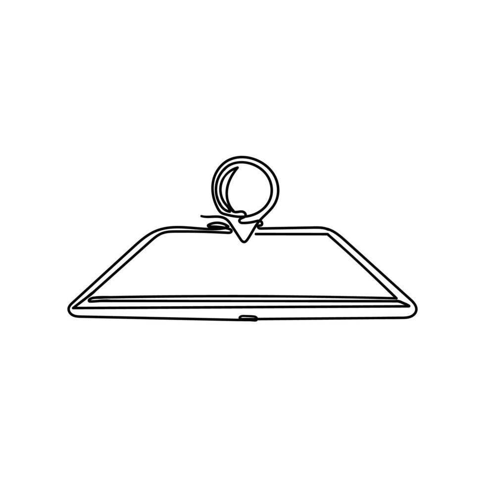 a black and white drawing of a phone with a gps on it vector