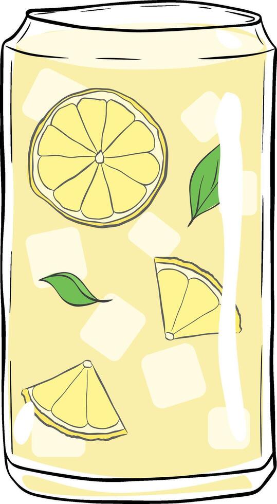 Lemonade ice tea cocktail illustration. Hand drawn graphic line ink sketch. illustration. Isolated object. vector