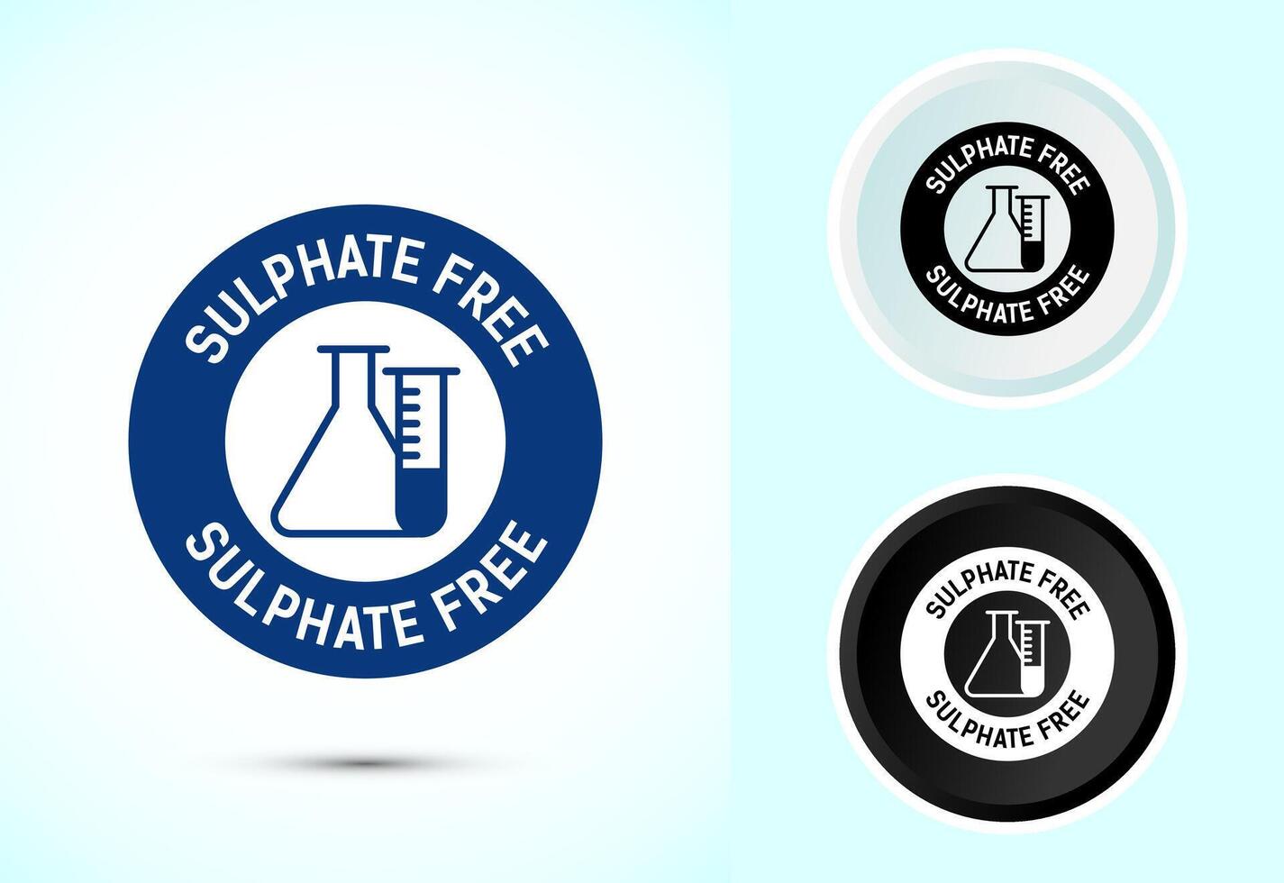 Sulfate free icon design illustration. No sulphate label for product warranty, Color black and white vector