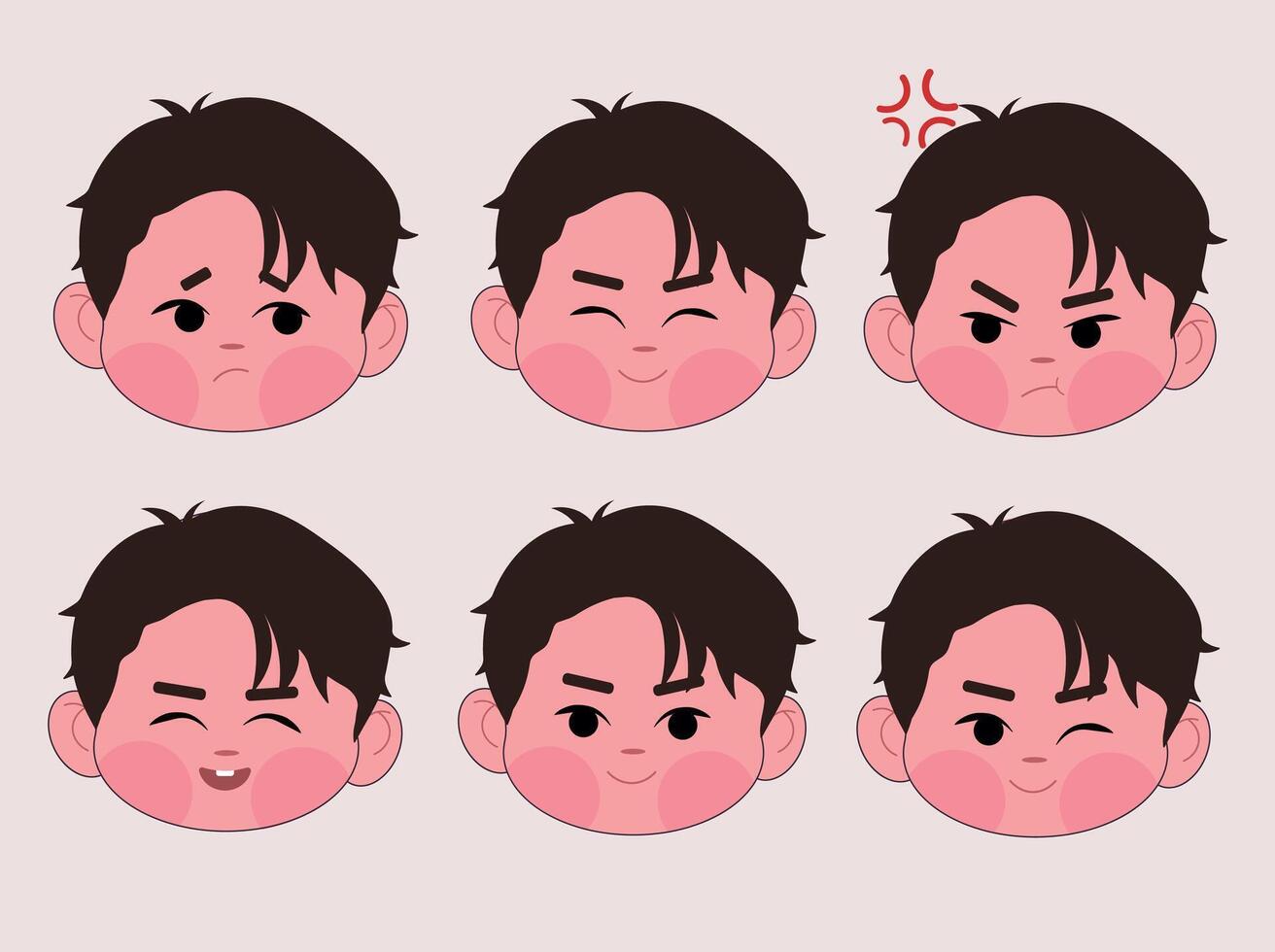Set of male emoji characters. vector