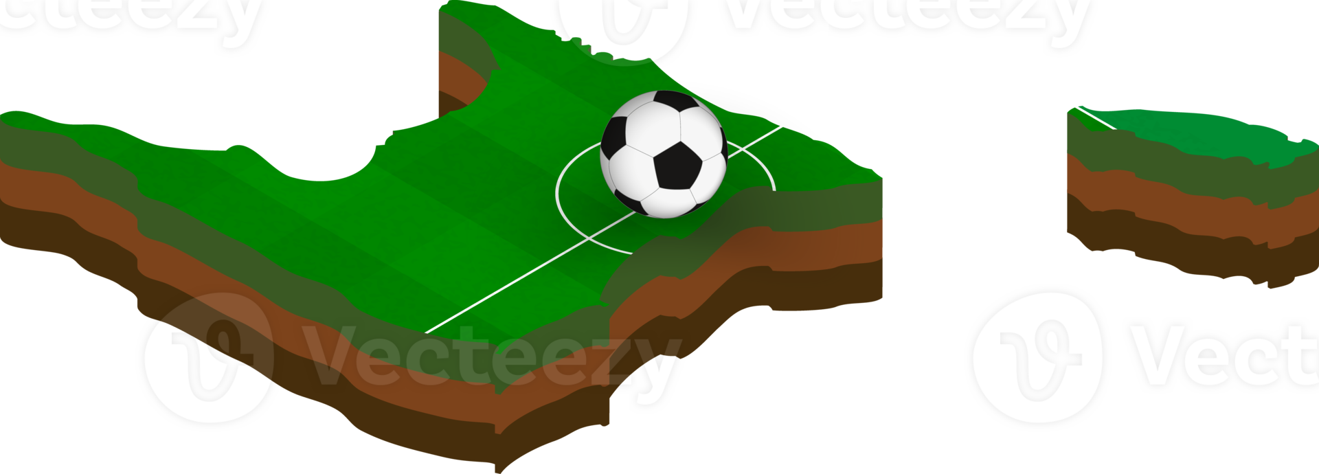 Isometric map of Trinidad and Tobago with football field. png
