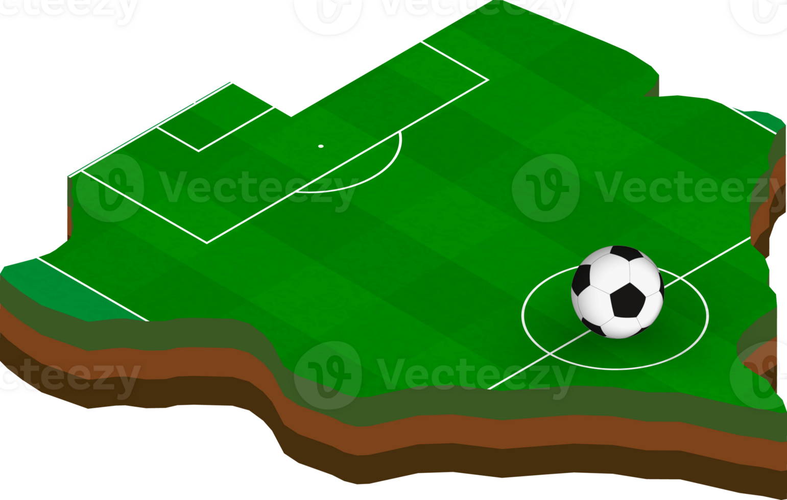 Isometric map of Botswana with football field. png