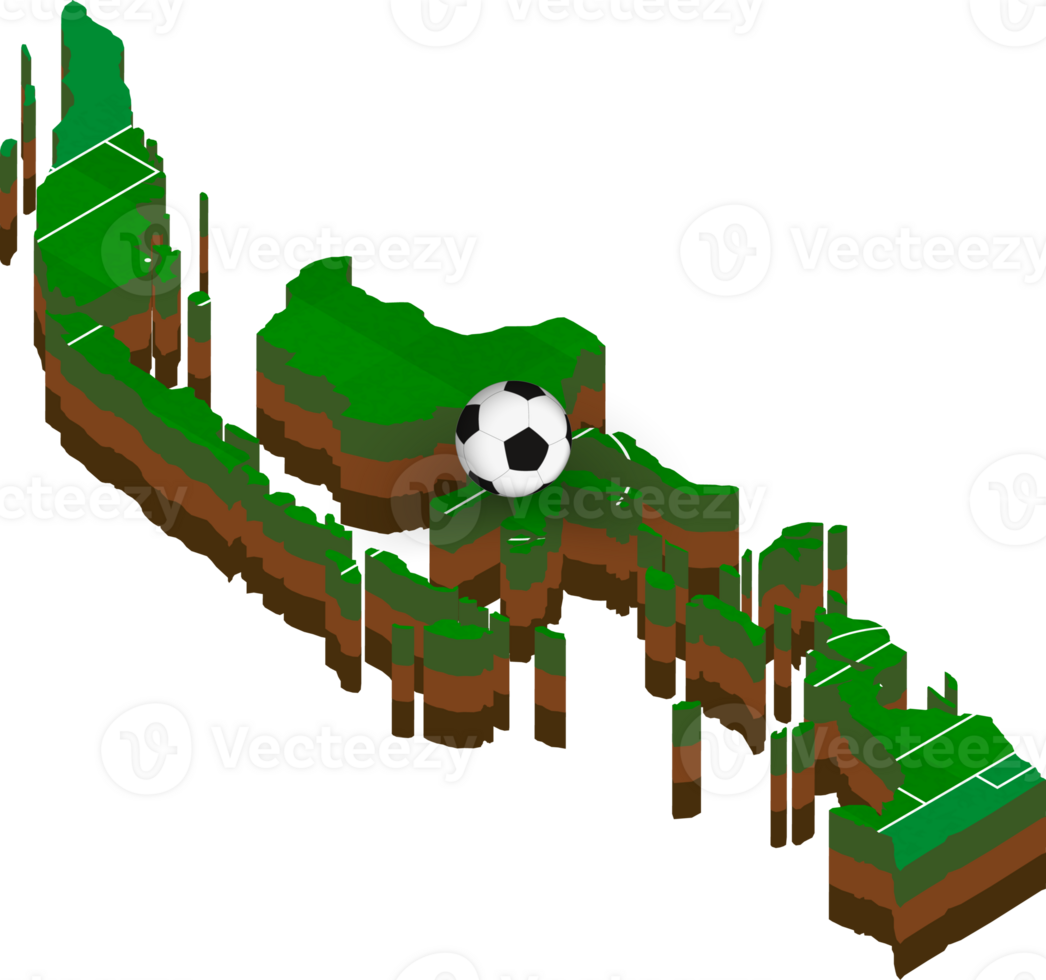 Isometric map of Indonesia with football field. png