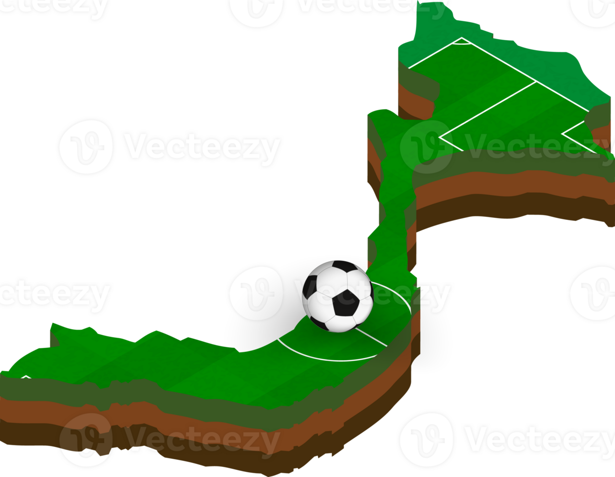 Isometric map of Vietnam with football field. png