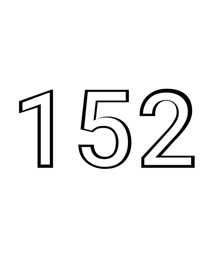 Black and white color numbers 152 png