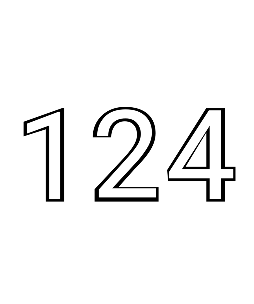 Black and white color numbers 124 png