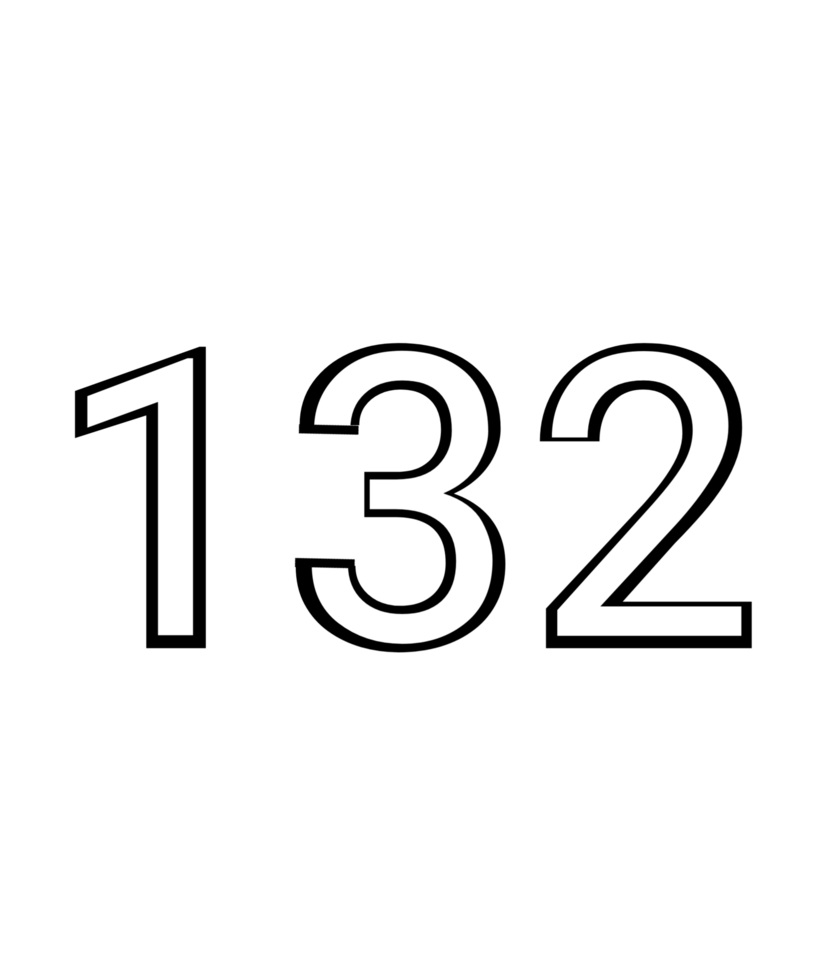 Black and white color numbers 132 png