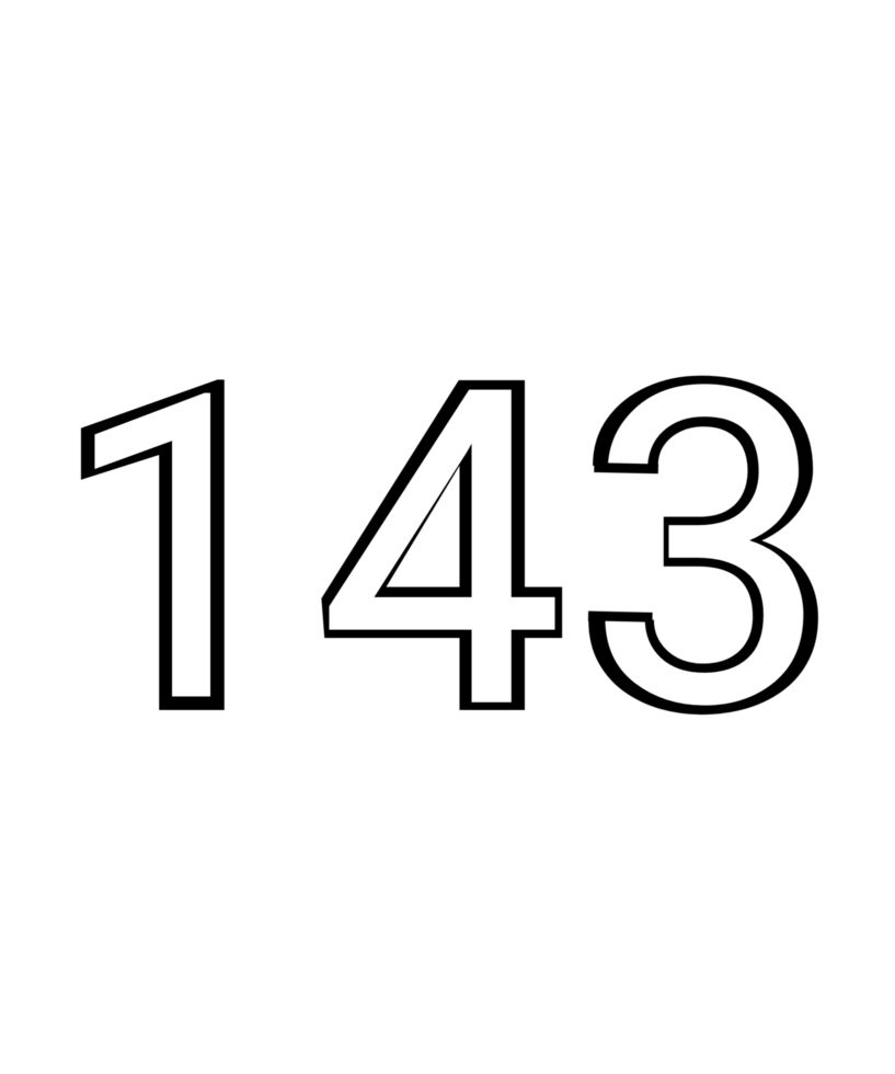 Black and white color numbers 143 png