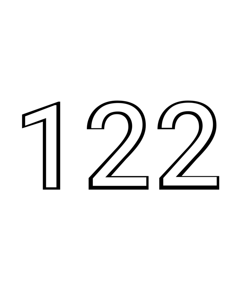 Black and white color numbers 122 png