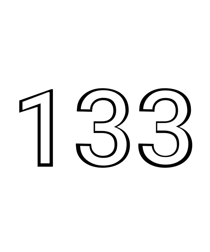 Black and white color numbers 133 png