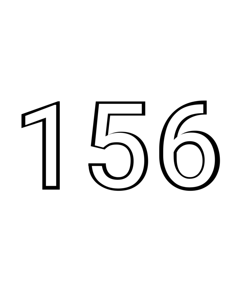 Black and white color numbers 156 png