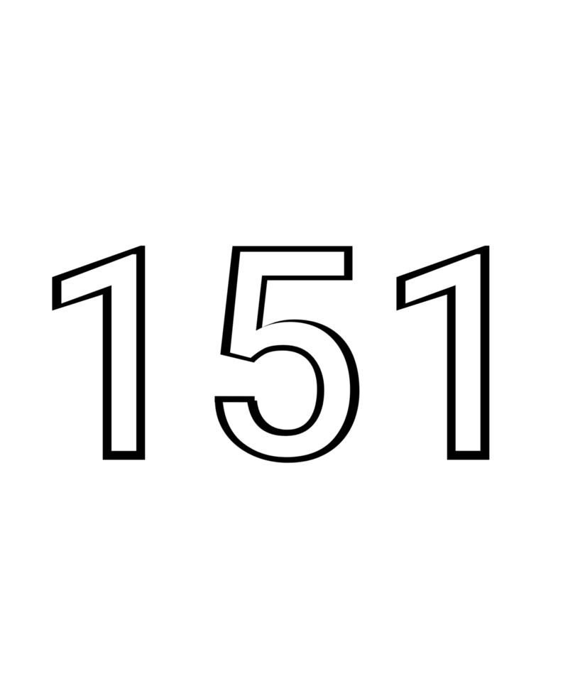 Black and white color numbers 151 png