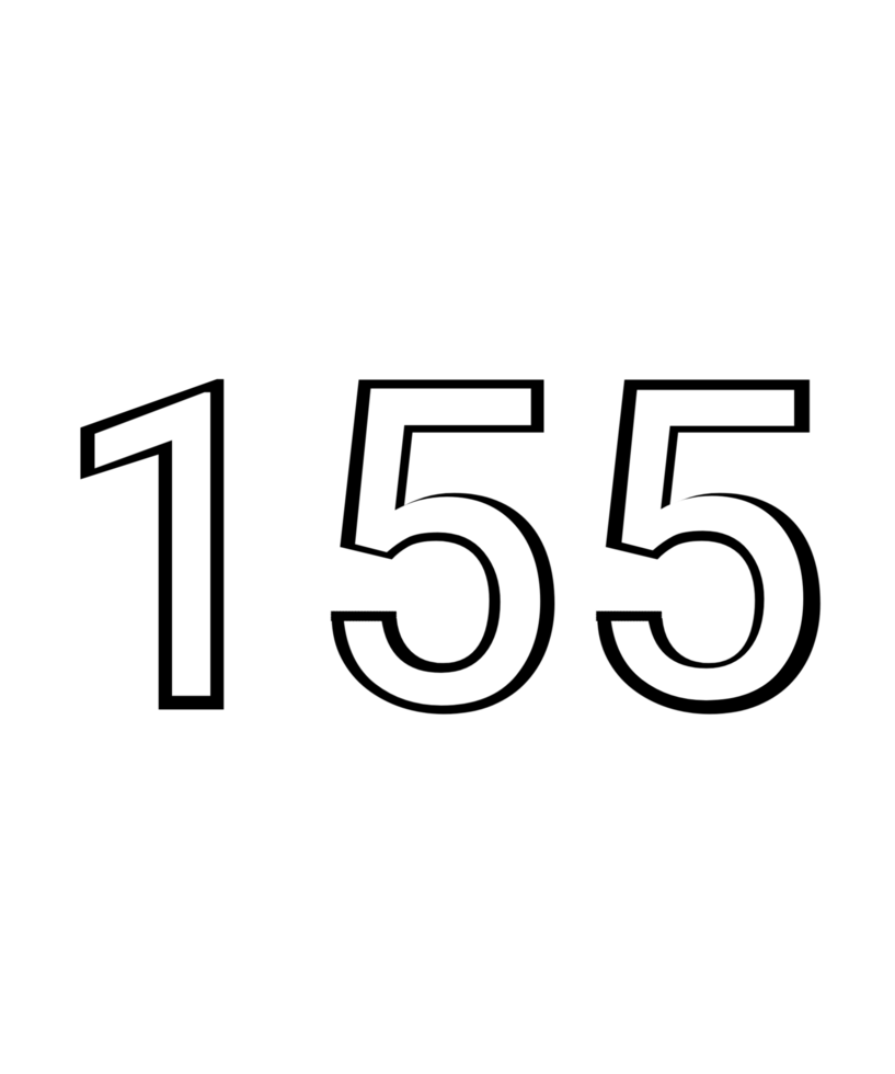Black and white color numbers 155 png