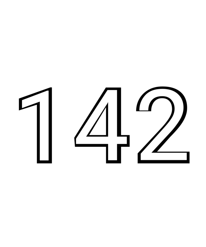 Black and white color numbers 142 png
