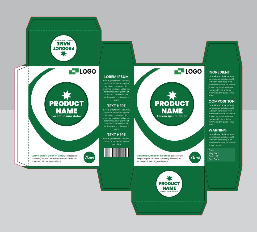 A high-resolution box design and layout template suitable for liquid products vector