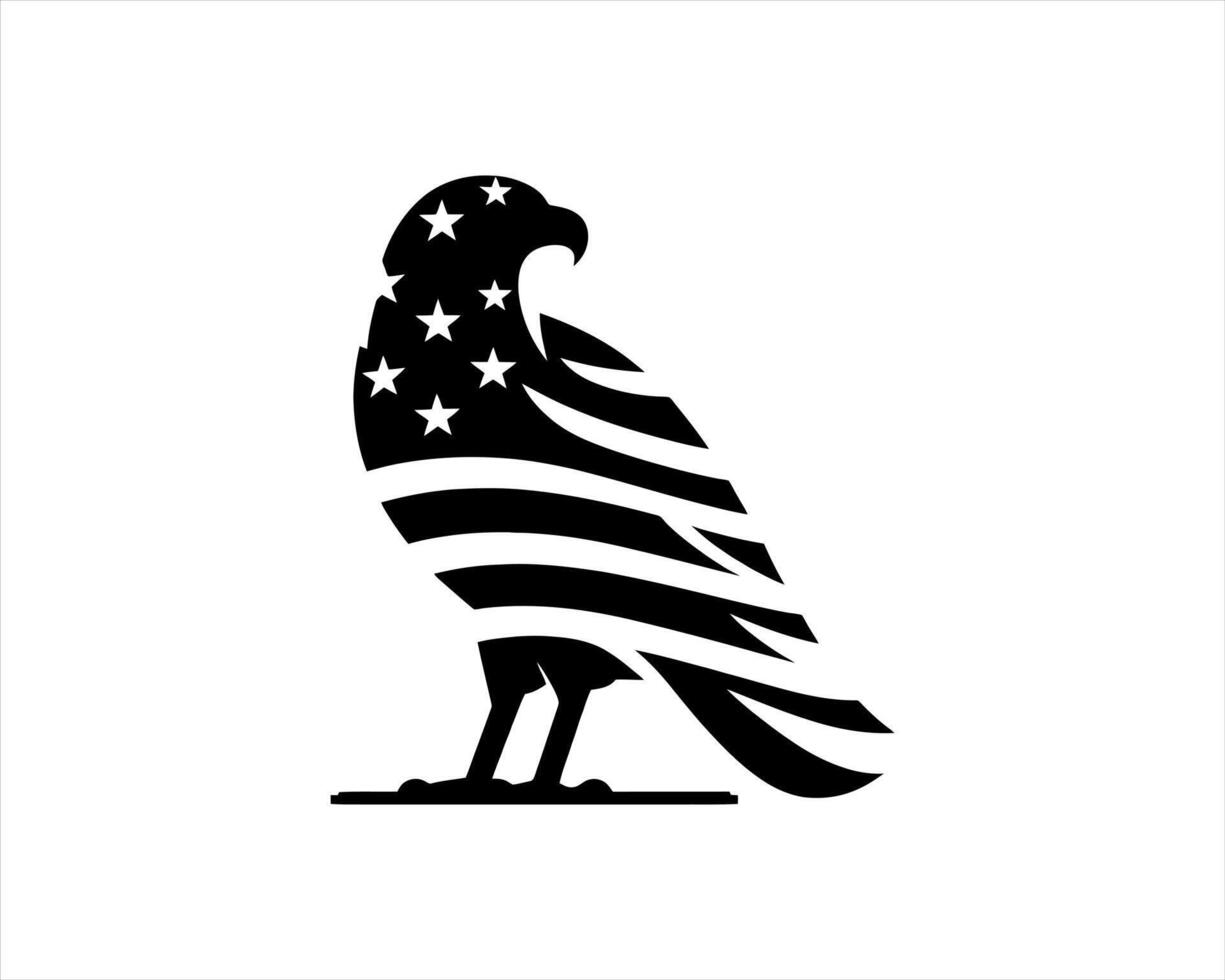 A black and white eagle with an american flag on it vector