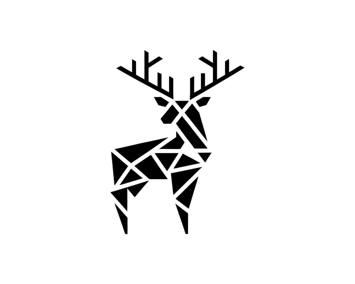 A black and white geometric deer logo vector