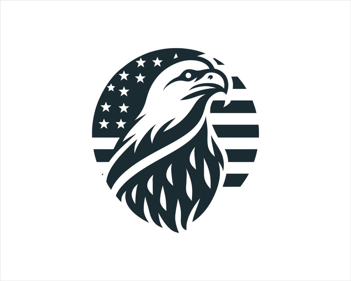 An eagle head with an american flag in the background vector