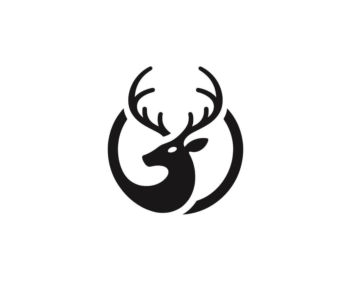 Deer logo design, black and white vector