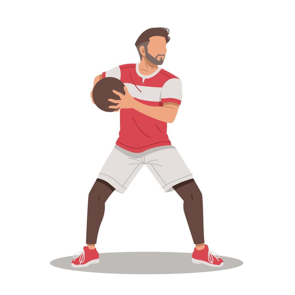 man workout with ball flat design illustration vector