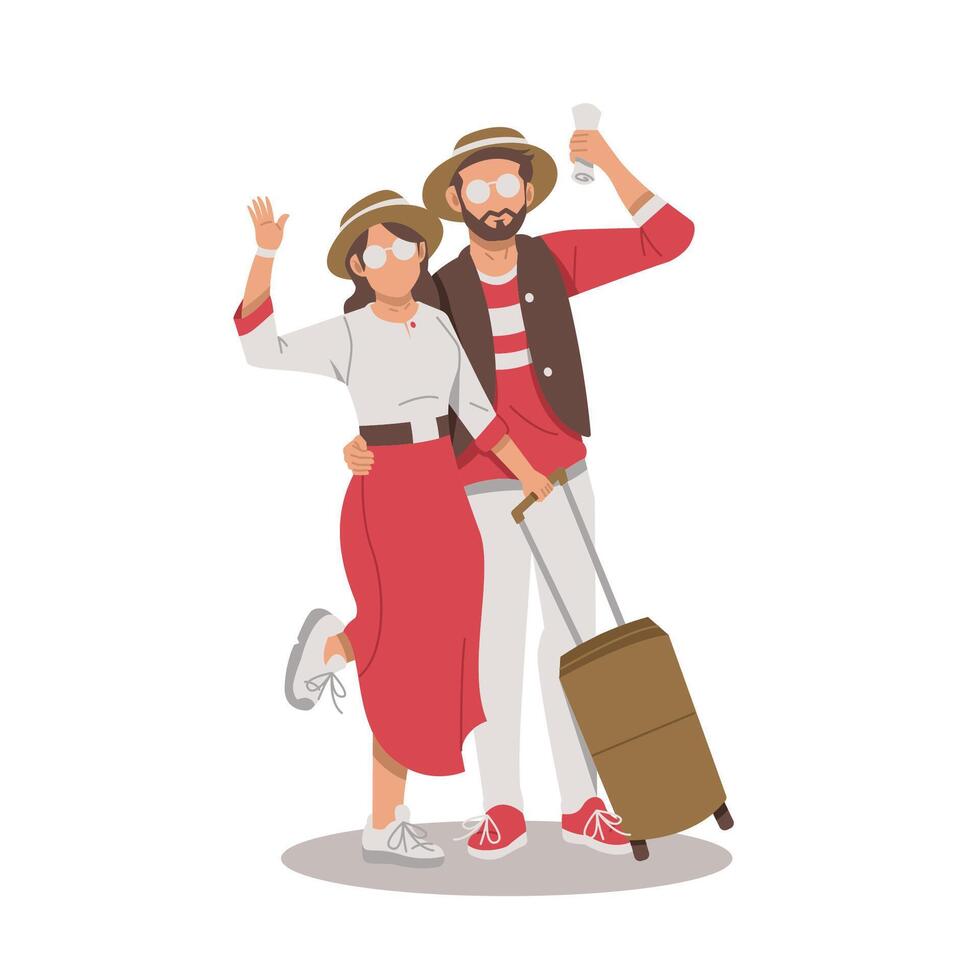 portrait of couple posing in stylish outfits for holiday flat design vector