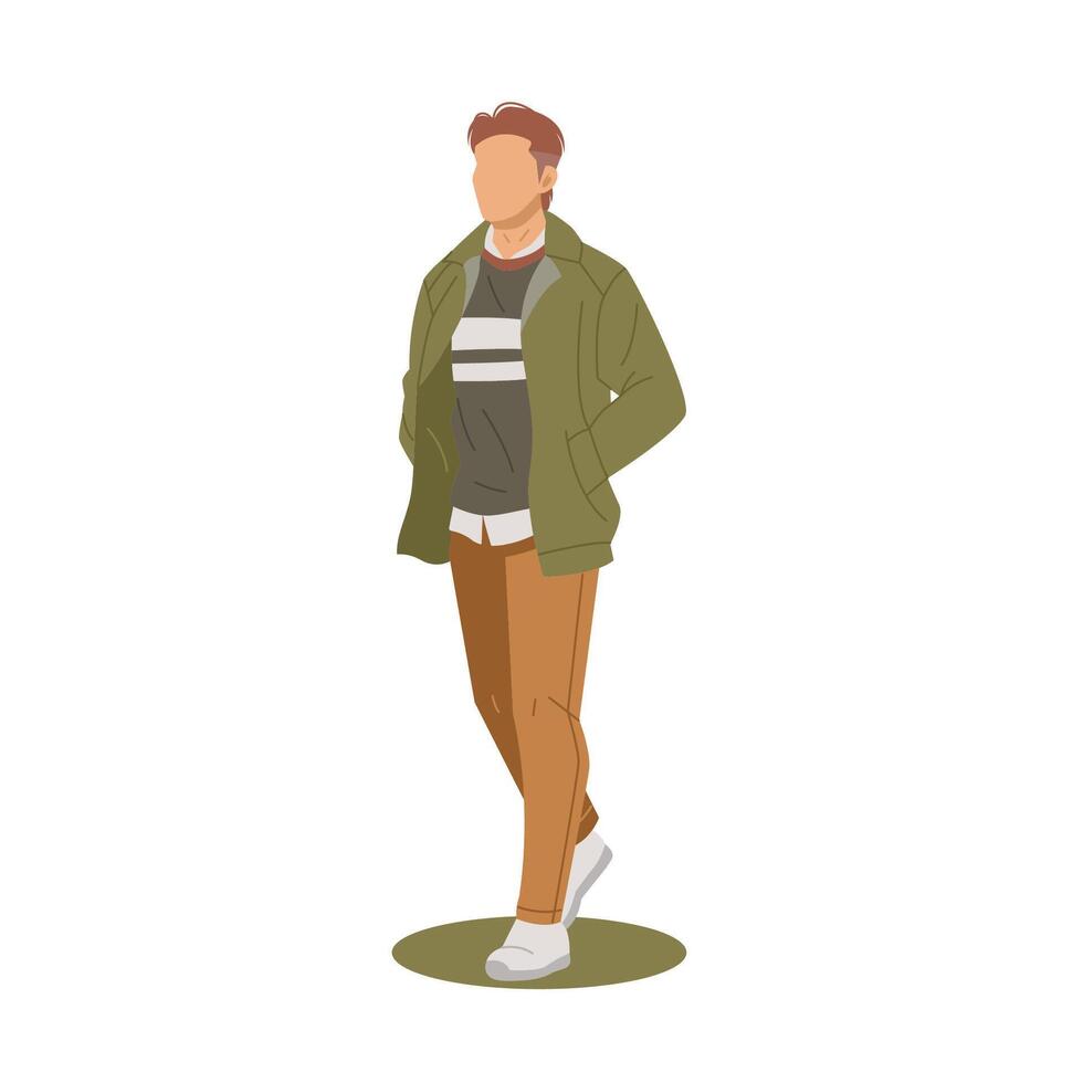 portrait of man in stylish outfits flat design vector