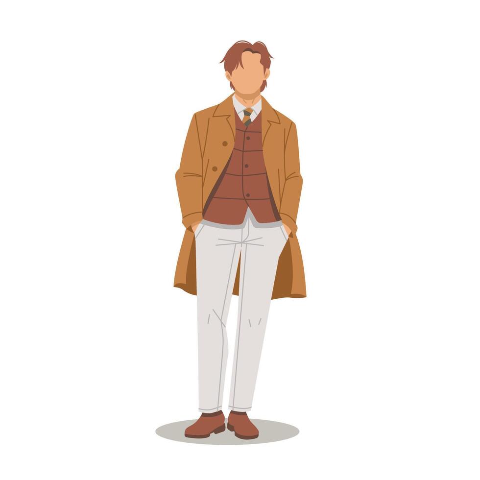 handsome man posing with stylish outfits flat design vector