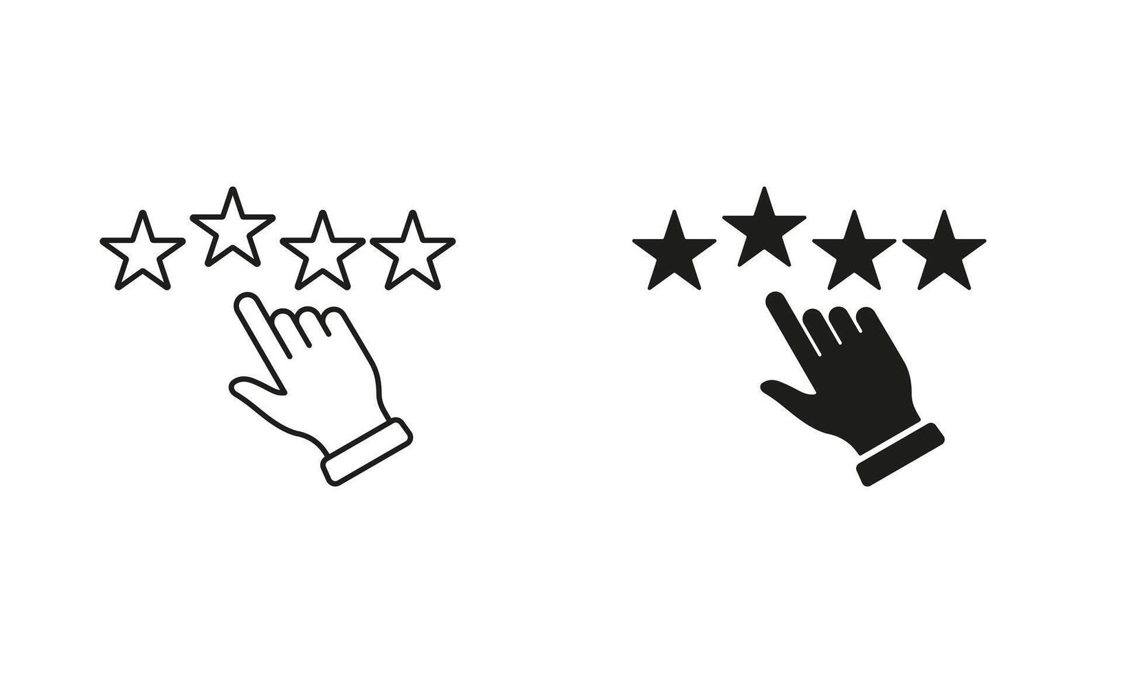 Client Review Symbol. Customer Feedback Line and Silhouette Icon Set. Ranking Pictogram. Click To Rate, Good Quality Sign. Consumer Experience. Editable Stroke. Isolated Illustration vector