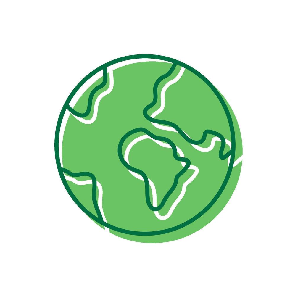 Green Ecology Planet Icon. Eco Green Global Pictogram. World Icon. Environmental Conservation. Editable Stroke. Isolated Illustration vector