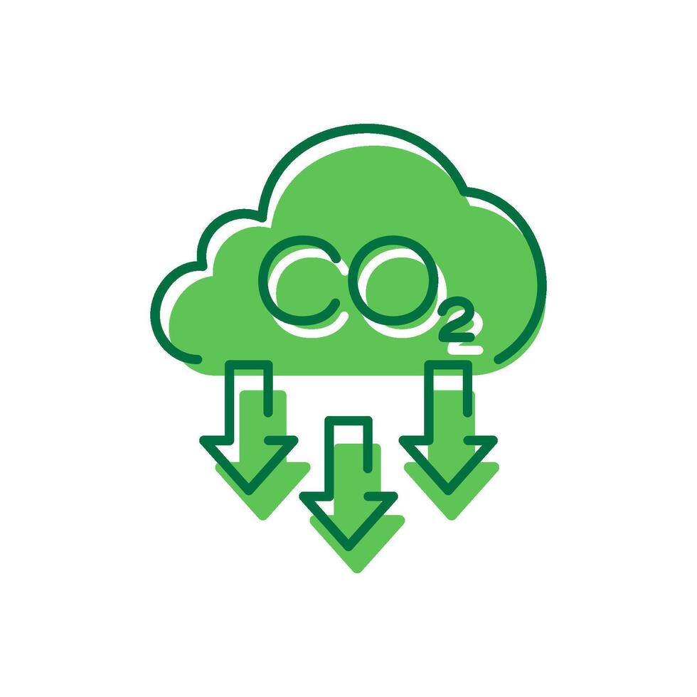 Atmosphere Contamination Icon. Reduction Greenhouse CO2 with Cloud Emission Pictogram. Carbon Dioxide Pollution in Air Icon. Editable Stroke. Isolated Illustration vector