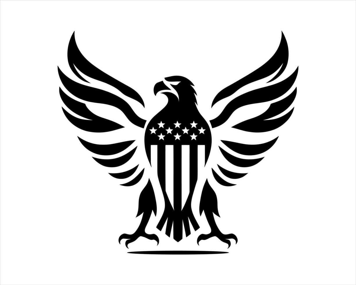 An eagle with wings and an american flag on it vector