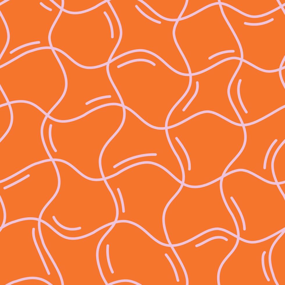 Seamless orange abstract checkered pattern, background design. Hand drawn illustration for packaging, fabric and textile vector