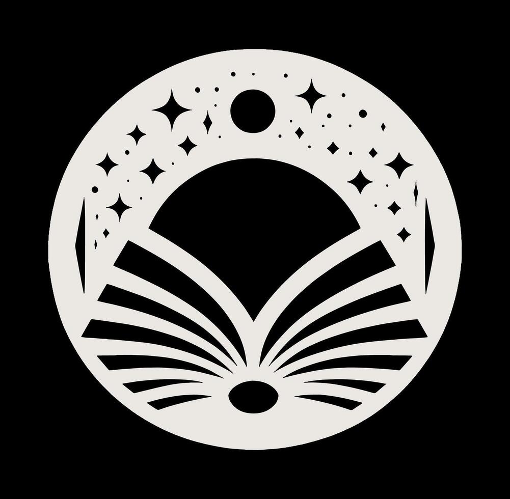 An open book with stars and a moon. vector