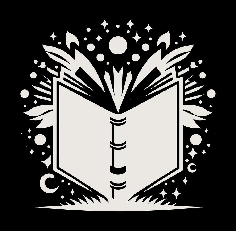 An open book with stars and stars on it vector