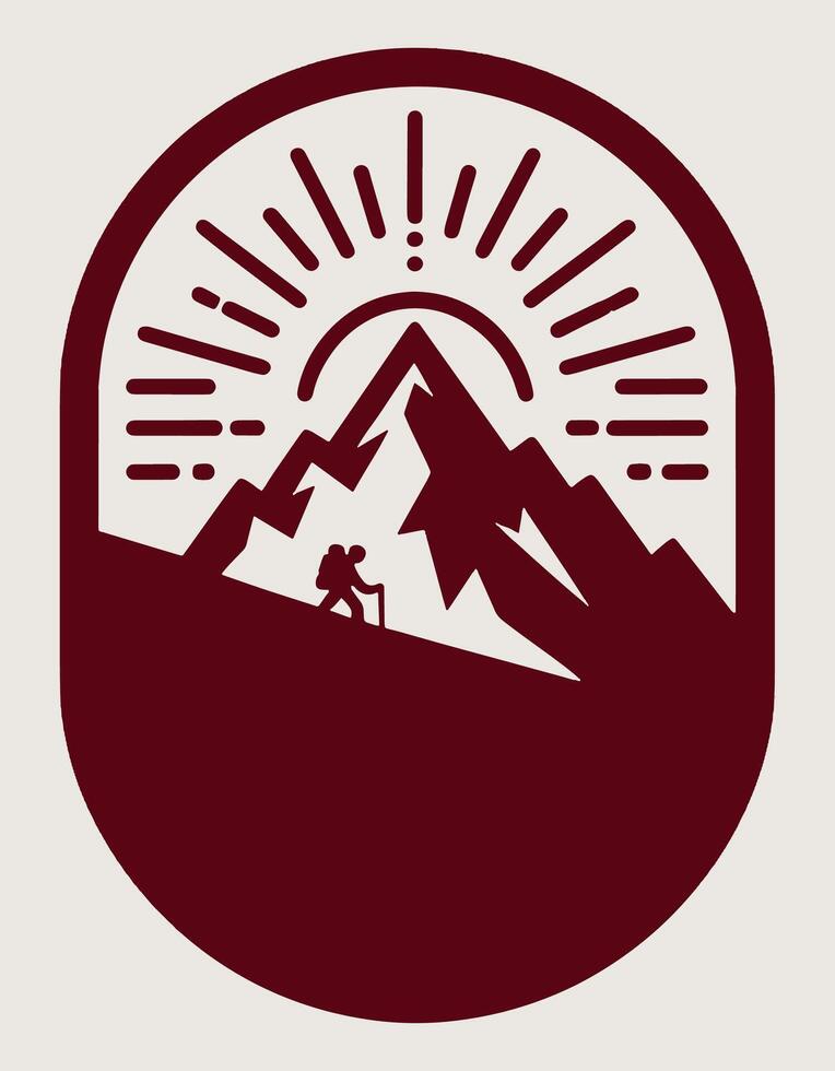 A silhouette of a mountain with a man on top vector