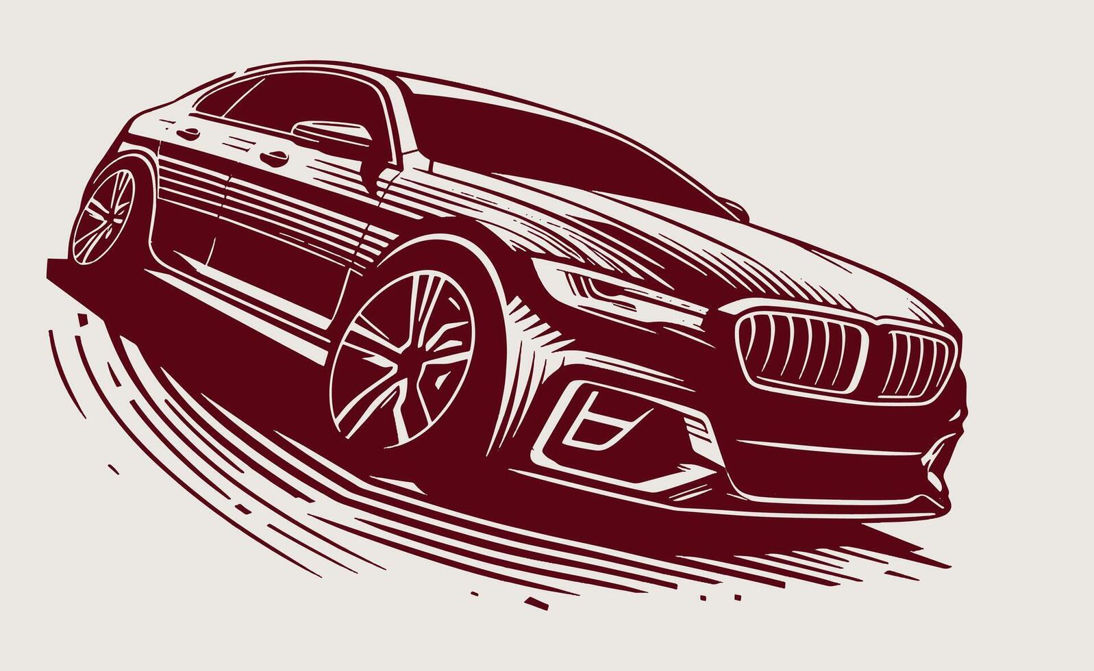A drawing of a unique car on a white background vector