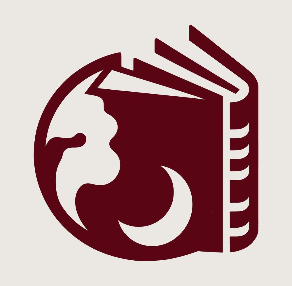 A book with a moon on it and a globe vector